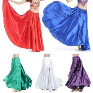 Stage Draag Belly Dance Accessoires Lange Satin Shining Dancing Rok Show kostuums Spaans