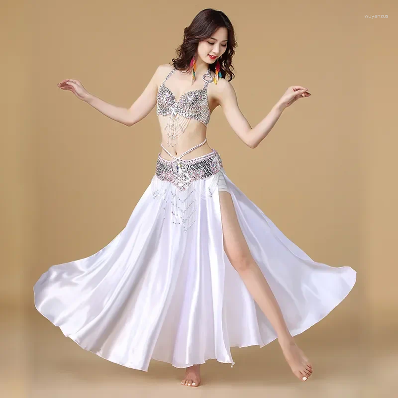 Stage Wear Belly Dance Costume 3pcs Bra&Belt&Skirt Sexy Dancing Women Clothes Set Bellydance 8 Color For Selection