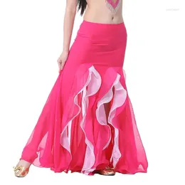 Costume de danse de ventre de ventre cristal coton double sexy jupe fractionnée à volant pour oriental indie robe 9 couleur