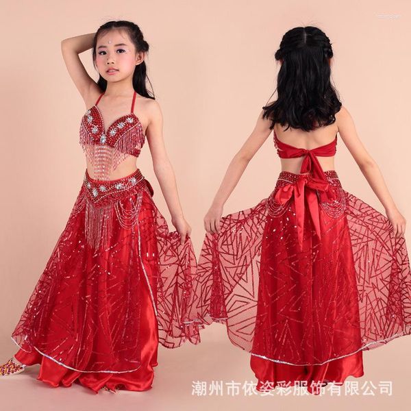 Stage Wear Belly Dance Costume Girl Top Ceinture Longue Jupe Bollywood Princesse Cosplay Halloween Dress Up Outfit 2023 Performance Fantaisie