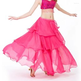 Stage Wear Belly Dance kostuumrok voor vrouwen Oosterse mooie lange chiffon swing perforamnce kleding