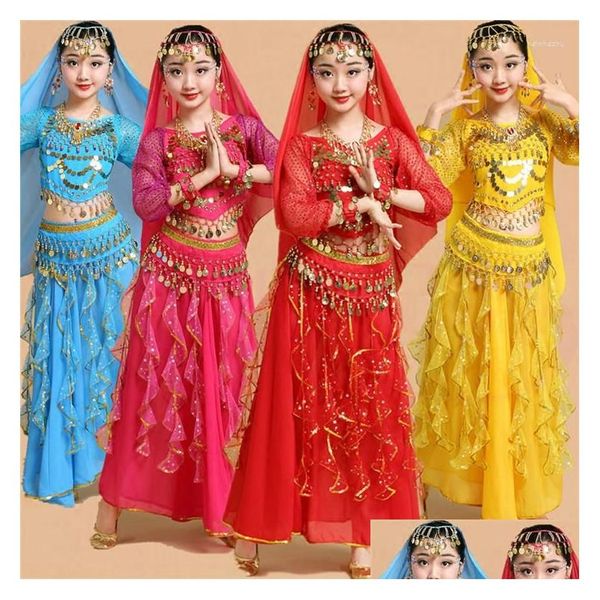 Stage Wear Belly Dance Dancer Vêtements Bollywood Costumes pour enfants Enfant Y Vêtements Oriental Drop Delivery Vêtements Dhyy7
