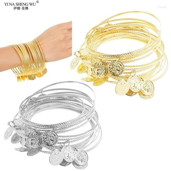 Etapa desgaste danza del vientre colgante moneda pulsera joyería rendimiento ropa accesorios todo fósforo 20 anillos delgados / conjunto