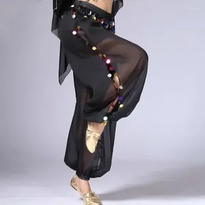 Etapa desgaste danza del vientre pantalones harem bombachos gasa tribal árabe disfraz de Halloween 10 colores