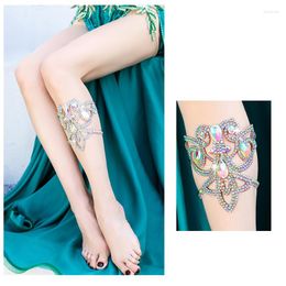 Stage Wear Belly Dance Leg Accessoire Sexy Rhinestones Ring Bracelet Women Performance Show Dancer Party Rave Crystal Jewelry