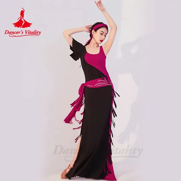 Vêtements de scène Costume de pratique de danse du ventre pour femmes, robe une pièce orientale Shaabi Balady, vêtements de spectacle de danse pour filles