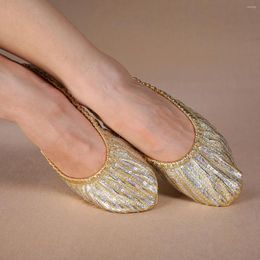 Stage Draag Belly Dance Shoes Lady Dancer Sequins Performance Accessoires Professional Flat Ballet Gymnastics Dancing