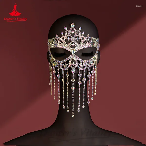 Vêtements de scène danse du ventre gland visage rideau style exotique masque balle performance à la main AB pierres conception originale