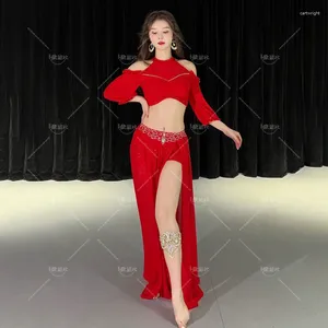 Escenario ropa de danza del vientre set de falda set de práctica ropa sexy mujer de traje largo