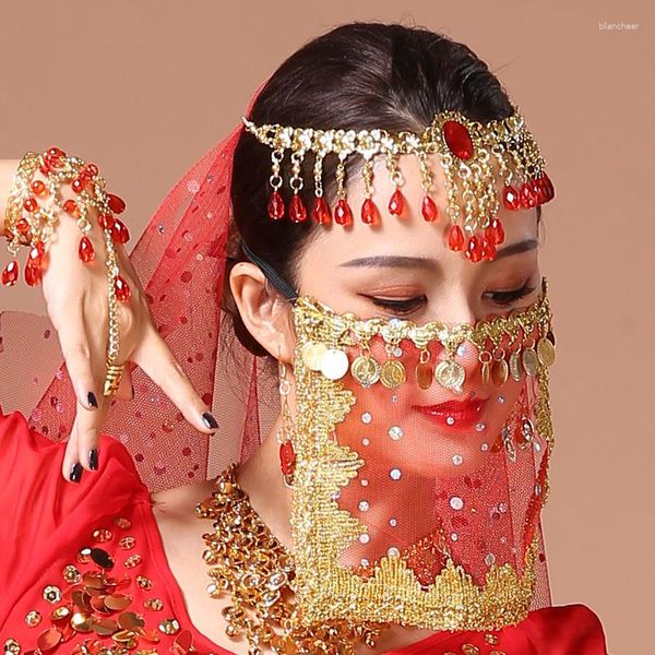 Stage Wear Voile de danse du ventre Masque mystérieux Accessoires Coiffe Xinjiang Performance Eyebrow Center