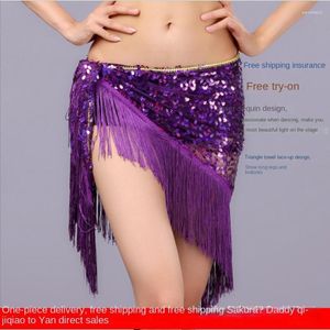 Stage Wear Belly Dance Taille Chain Decorations Loundined Tassel Performance Hip Scarf Driehoekig Binder