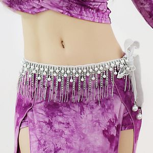 Stage Wear Belly Dance Taille Chain Pearl Tassel Rhinestone Performance Belt accessoires