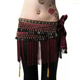 Etapa desgaste danza del vientre cadena de cintura estilo tribal rendimiento cadera bufanda borla ropa cinturón ejercicio principiante