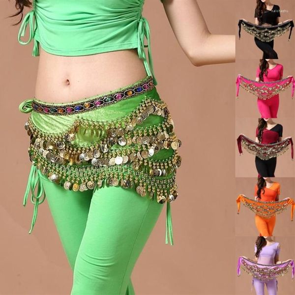 Desgaste de la etapa Trajes de la correa de la danza del vientre Competencia de rendimiento de las mujeres Ropa de baile del equipo de lentejuelas sexy India Lady Rhinestone