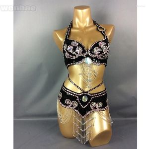 Stage Wear Belly Dancing Suite Ceinture Soutien-gorge 2 pièces Ensemble Samba Costumes Club USA Taille Accepter n'importe quelle 14 couleurs en Tf209