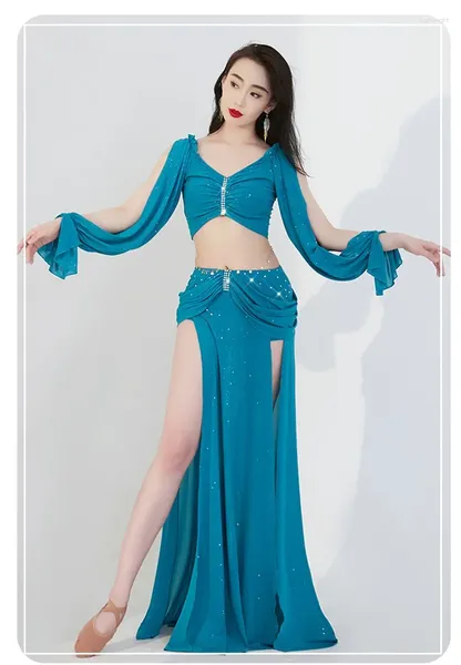 STAGE Wear Bellydance Costume Luxory for Women Belly Dancing Clothes Set Top Sexy Long jupe 2pcs Dance Tenue de vente entière Vente