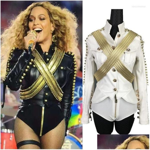 Stage Wear Beyonce Vêtements en cuir 2 pièces Ensembles Femme Discothèque Bar Dj Pole Dance Costume Party Carnaval Dwy3272 Drop Livraison Dhbnq