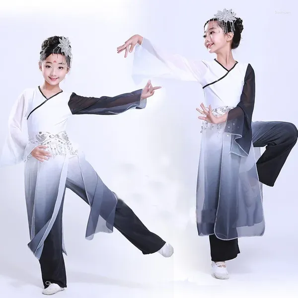 Escenario ropa grande tinta de manga niños chino clásico yangko traficados de baile de la niña ropa de fan de la niña ropa de gente antigua 89