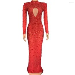 Stage Draag Verjaardagsuitrusting Crystal Rhinestones Sexy Long Dress For Women Evening Party Clothing Singer Costumes Prom Wears