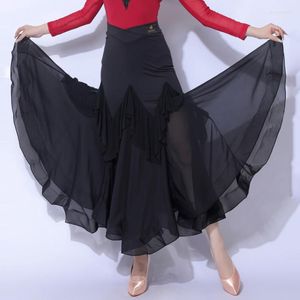 Stage Wear Black Ballroom Dance Rok Vrouwen Zomeroefening Tango Dancewear Standaard Waltz Prom Dancing Performance Clothing YS4033