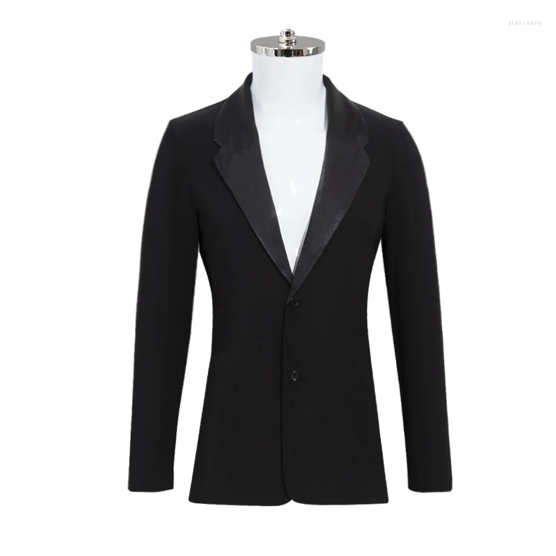 Scena noszona czarny nowoczesny płaszcz taneczny dla mężczyzn dorosłych krajowe standardowe topy Waltz Ballroom Latin Suit Practice Ubrania SL7696
