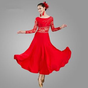 Stage Wear Noir Rouge Bleu Standard Robes de danse Robe de flamenco Salle de bal Valse Social Tango Costumes modernes RumbaStage