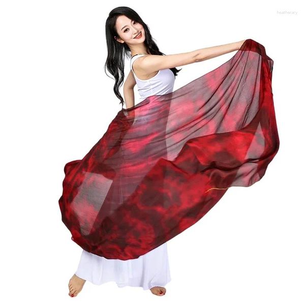 Stage Wear Noir Rouge Tie Dye Femmes Soie Belly Dance Voiles 98 44 pouces Danseur Écharpe Voile Bollywood Girl Accessoire