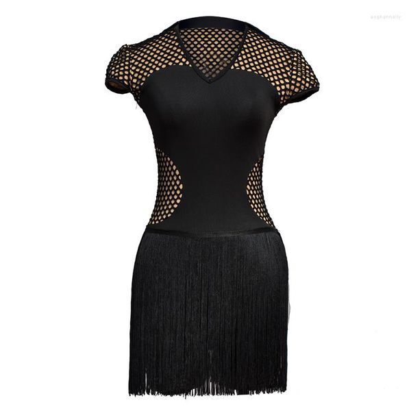 Vêtements de scène noir gland robe de danse latine femmes Tango Salsa Rumba Costumes modernes dame danse vêtements vêtements de danse