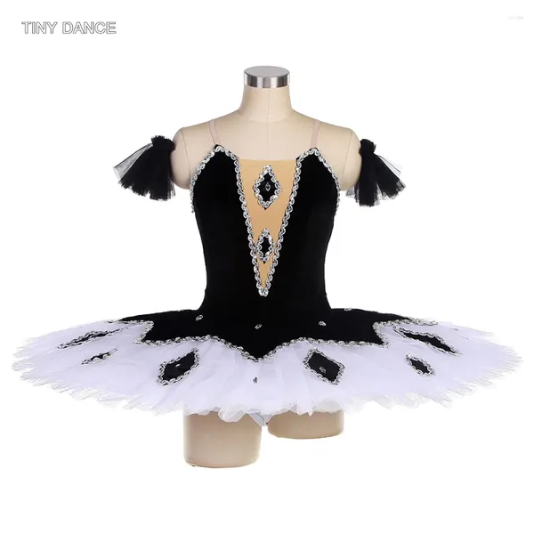 Stage Wear Noir / Blanc Adulte Filles Costumes de danse professionnelle Harlequin Ballet Pancake Tutu Théâtre Costume Performance Vêtements BLL538