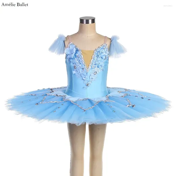 Stage Wear BLL542 Bleu / Rose Spandex Corsage Avec Jupe En Tulle Rigide Tutu De Ballet Pré-Professionnel Pour Les FillesFemmes Performance Dancewear