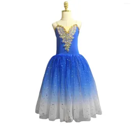 Etapa desgaste azul ballet tutú falda mujer vestido vestidos largos para niñas ropa de rendimiento cisne danza del vientre faldas