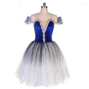 Stage Wear Costume Bleu Discothèque Ballet Femme Tutu Professionnel Femmes Jersey Ligne Danse Fille Body