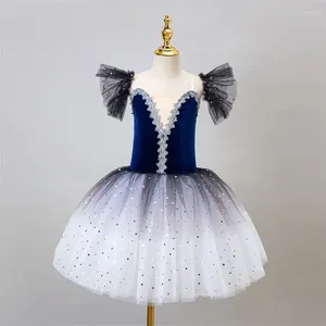 Stadiumkleding Blauw Gradiënt Balletjurk Vrouw Kostuum Danser Outfit Tutu Professionele Vrouwen Dans Dames Jurken