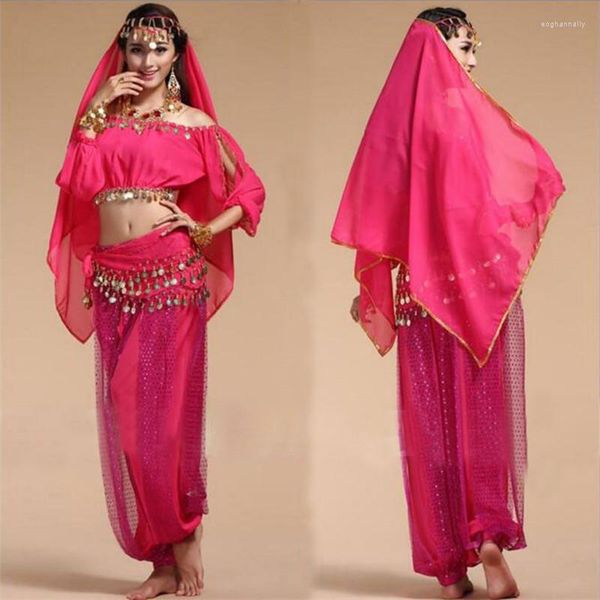 Desgaste de la etapa Traje de Bollywood Trajes de danza del vientre Conjunto para mujeres Conjuntos de gasa Orientale Mujer