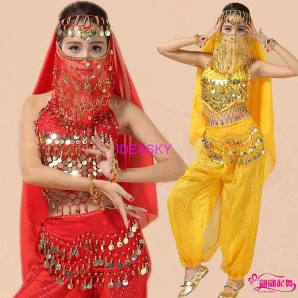 Wear sur scène Bollywood Oriental Egyptien Bellydance Saidi Robe Sari Face couvrant le masque Veil Costume tribal Set Belly Dance Femmes