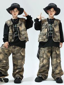 Stage Wear Boys Hip Hop Kostuum Moderne danskleding Camouflage Set Vestbroek Girls Jazz Performance Kids Outfits KPOP BL11860