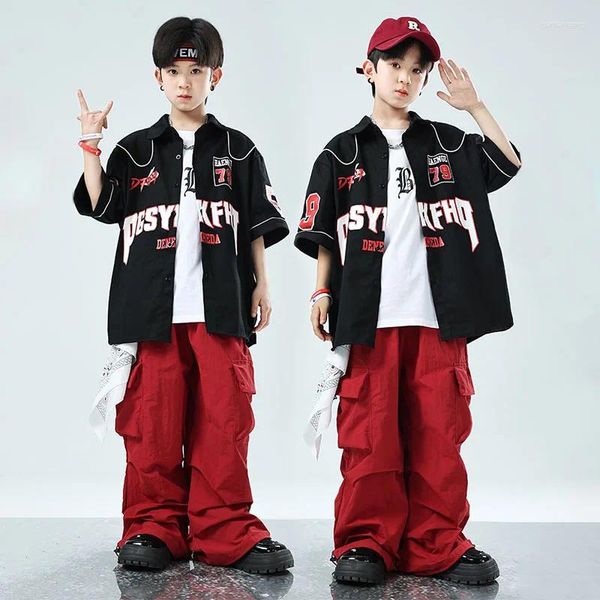 STAGE Wear Boys Jazz Performance Tentigs K Style Chatwalk Show Street Dance Suit Cool Hip-Hop Kids Motorcycle Baseball Costumes XH56