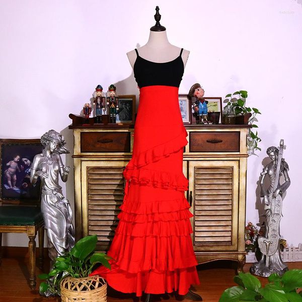 Etapa desgaste marca original vestido de baile español entrenamiento flamenco vino rojo multicapa hoja de loto rendimiento 01