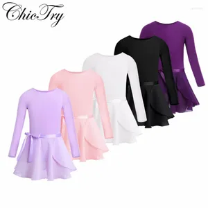 Escenario ropa elegante para niños ballet tutu clase de baile vestido para niños gimnasios gimnasia leotard dancewear ropa con falda atada set