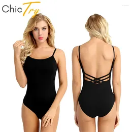 Stage Wear ChicTry Femmes Soutien-Gorge Intégré Professionnel Ballet Justaucorps Adulte Spaghetti Bretelles Gymnastique Justaucorps Body Pratique Danse