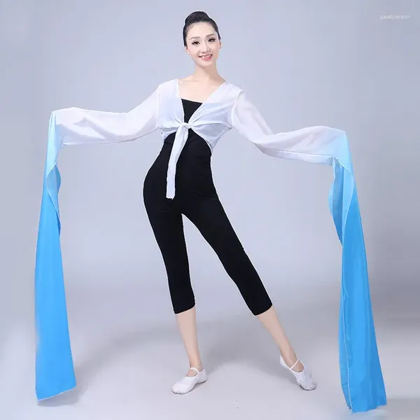 Vêtements de scène en mousseline de soie manches d'eau Yangko danse pratique hauts chinois classique national Hanfu opéra tibétain Costume tibétain