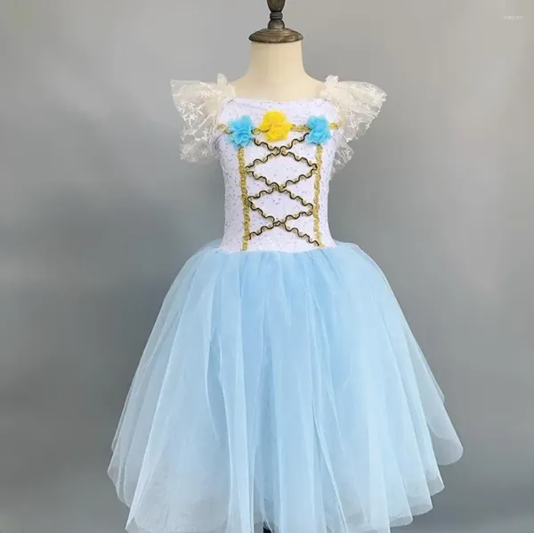 Stage Wear Enfant Sequin Ballet Tutu Robe Filles Robes Pour Bal Performance Jupe Swan Dance Party Princesse Enfants