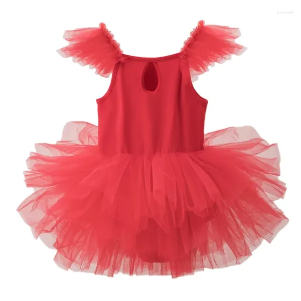 Portez des enfants sans manches ballet tutu robe solide sling sling peluffy jupe jupe filles tenues de formation costume de performance