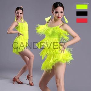 Etapa desgaste niño mujeres vestido de baile latino para niñas borla flecos salón de baile salsa tango nacional estándar competencia práctica trajes