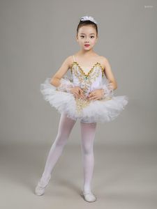 Vêtements de scène Jupe de ballet pour enfants Costume de performance Little Swan Dance Tu Fluffy Yarn Bretelles Filles Vêtements