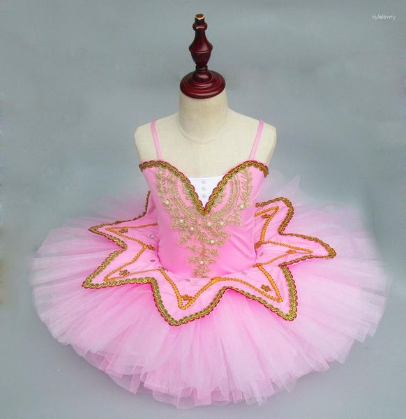 Escenario desgaste ballet infantil vestido de tutú niños cisne lago danza rendimiento femenino trajes sling princesa traje D-0323