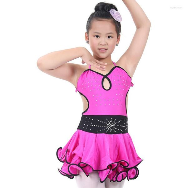 Desgaste de la etapa Falda latina de baile para niños Disfraces de correas de sujetador siamés para niñas