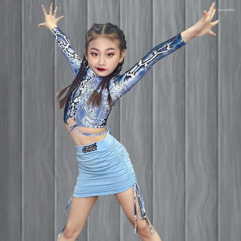 STEGN Wear Wear Latin Dance Roupas de dança infantil Girls Leopard Top Size