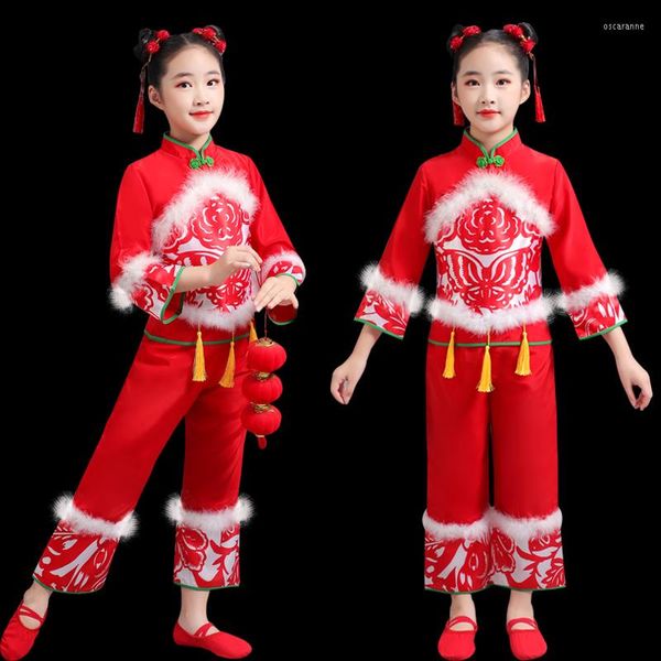 Stage Wear Costume Yangge pour enfants Mouchoir Danse Performance Vêtements Folk Chinois