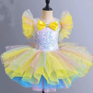 Stage Wear Children Ballerina Dress Kids Sequined Lake Lake Dance Tutu Girls Jazz Outfits Kindergarten Ballet